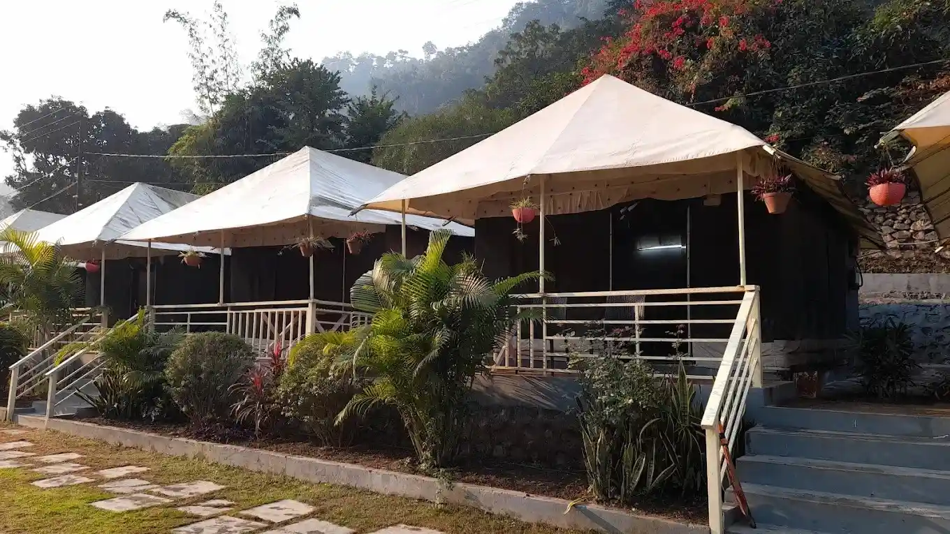 Luxury Swiss tents with private veranda at RS07 riverside resort